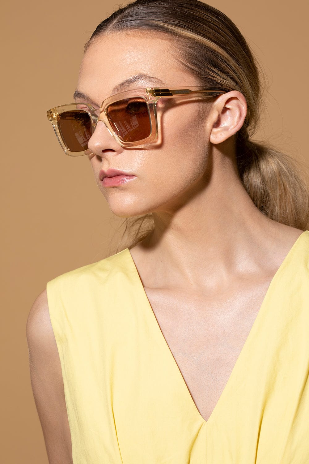 BOTTEGA VENETA-Acetate Sunglasses - Beige-BEIGE