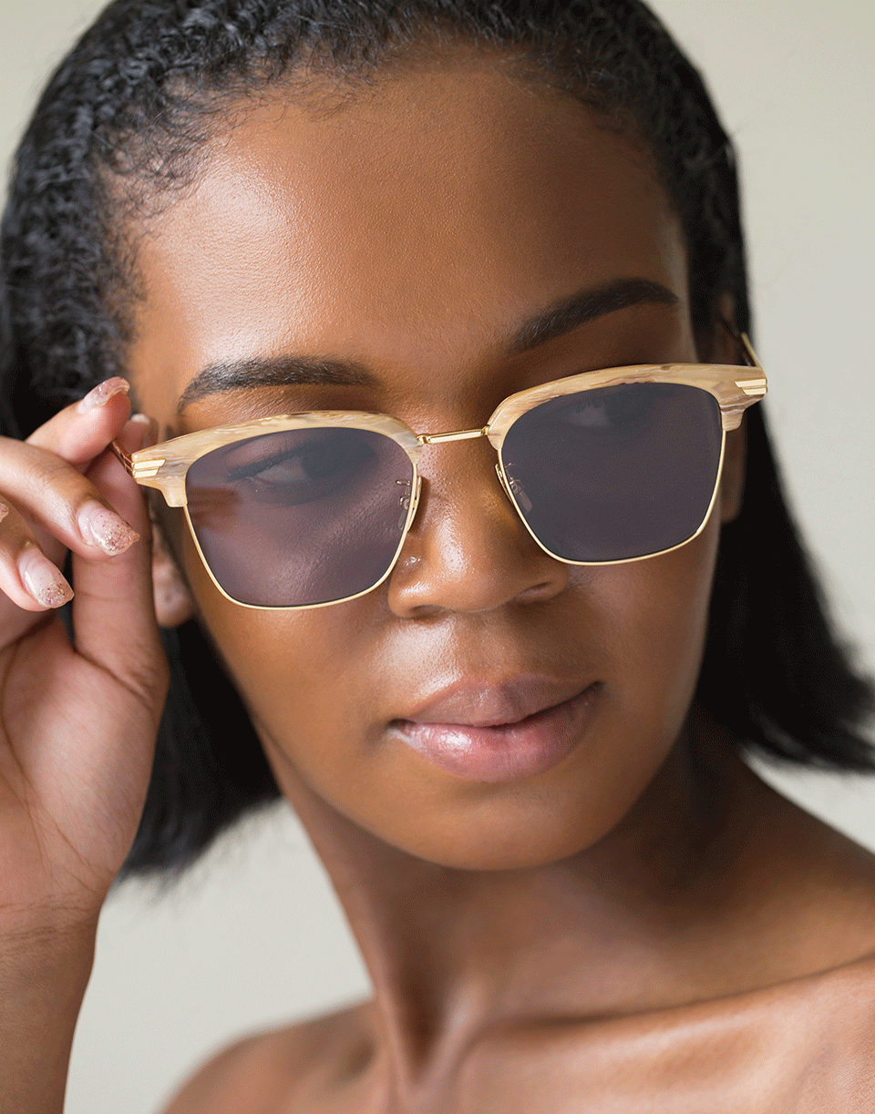 Beige and Gold Clubmaster Sunglasses BOTTEGA VENETA Marissa Collections