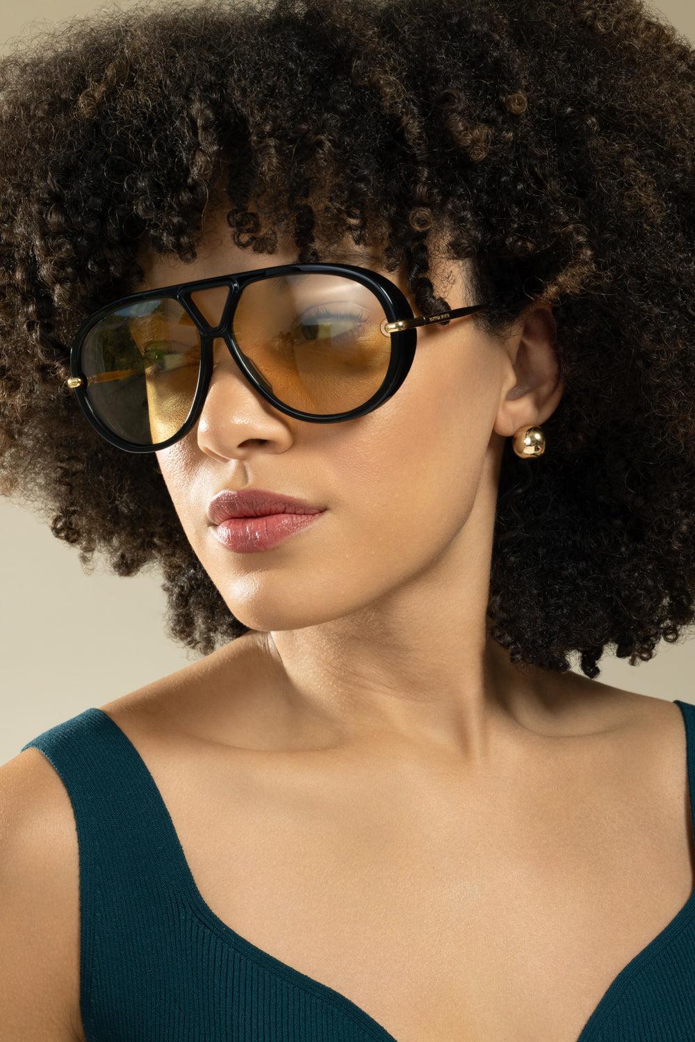 Drop Aviator Sunglasses-BLACK-ACCESSORIESUNGLASSES-BOTTEGA VENETA