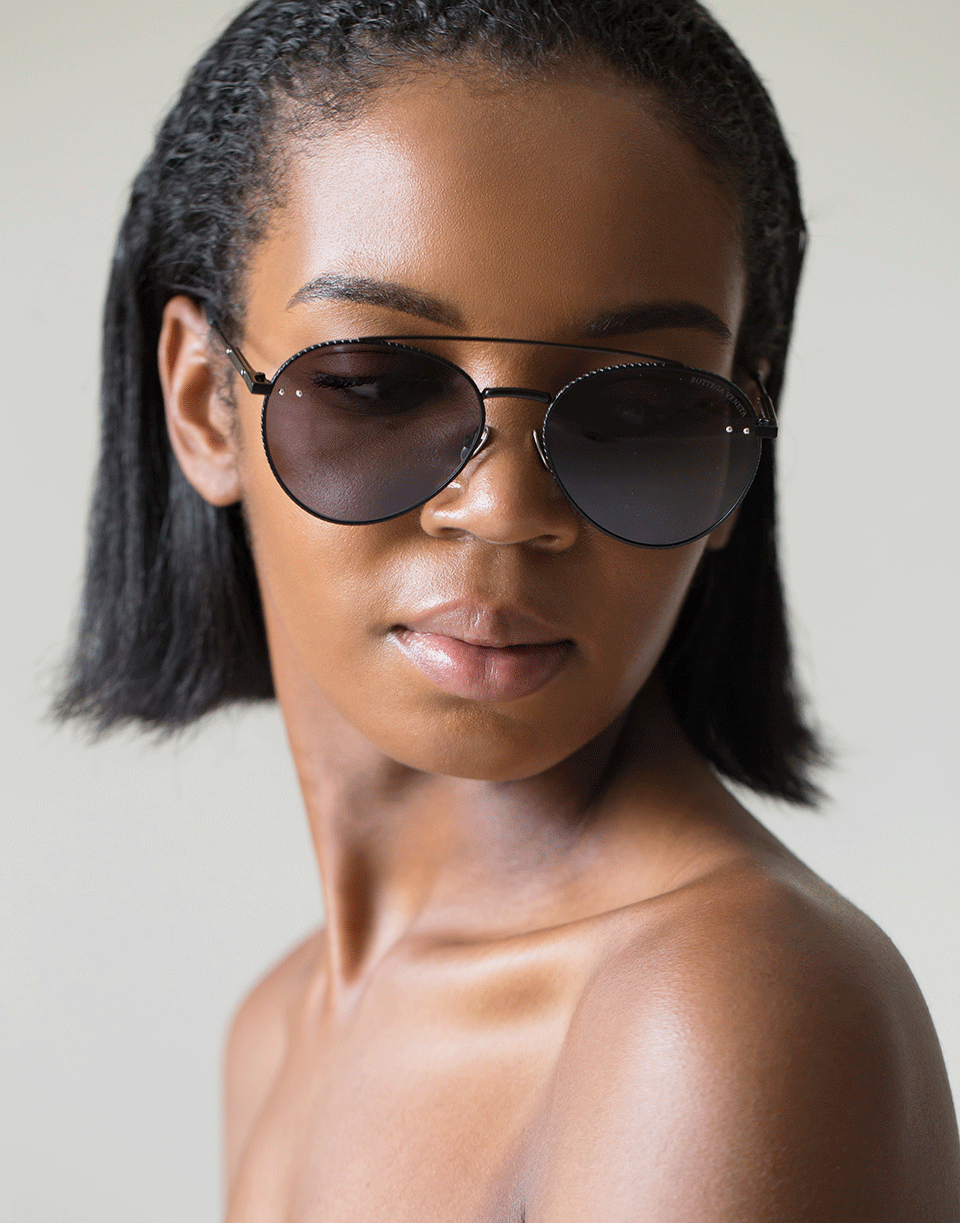 BOTTEGA VENETA-Unisex Black Aviator Sunglasses-BLACK