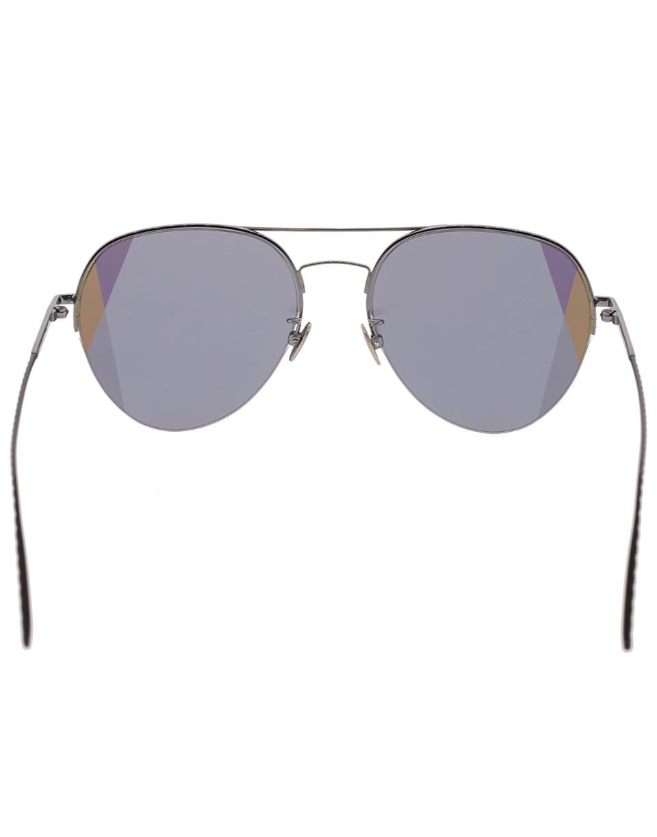 BOTTEGA VENETA-Black and Grey Semi-Rimless Aviator Sunglasses-BLCK/GREY