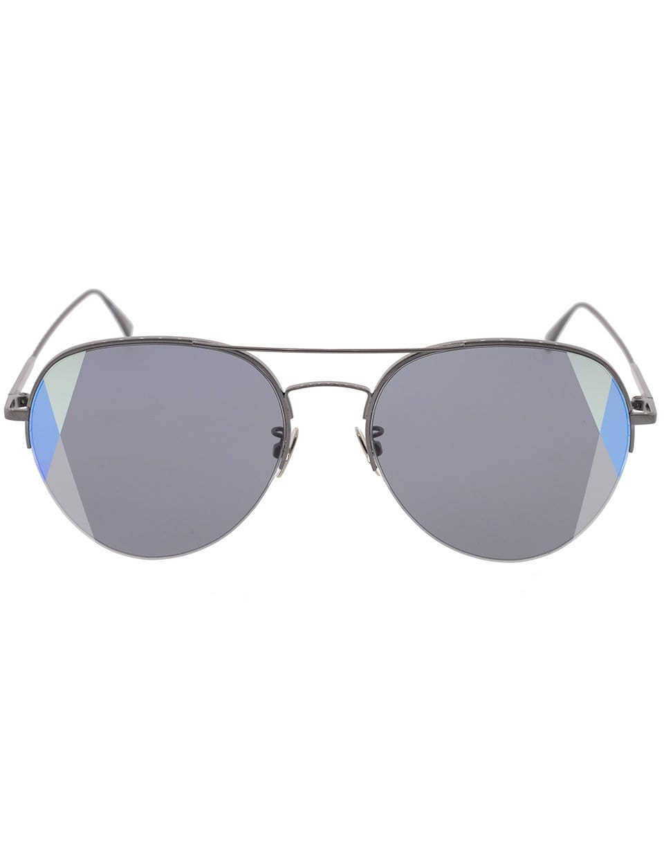 BOTTEGA VENETA-Black and Grey Semi-Rimless Aviator Sunglasses-BLCK/GREY