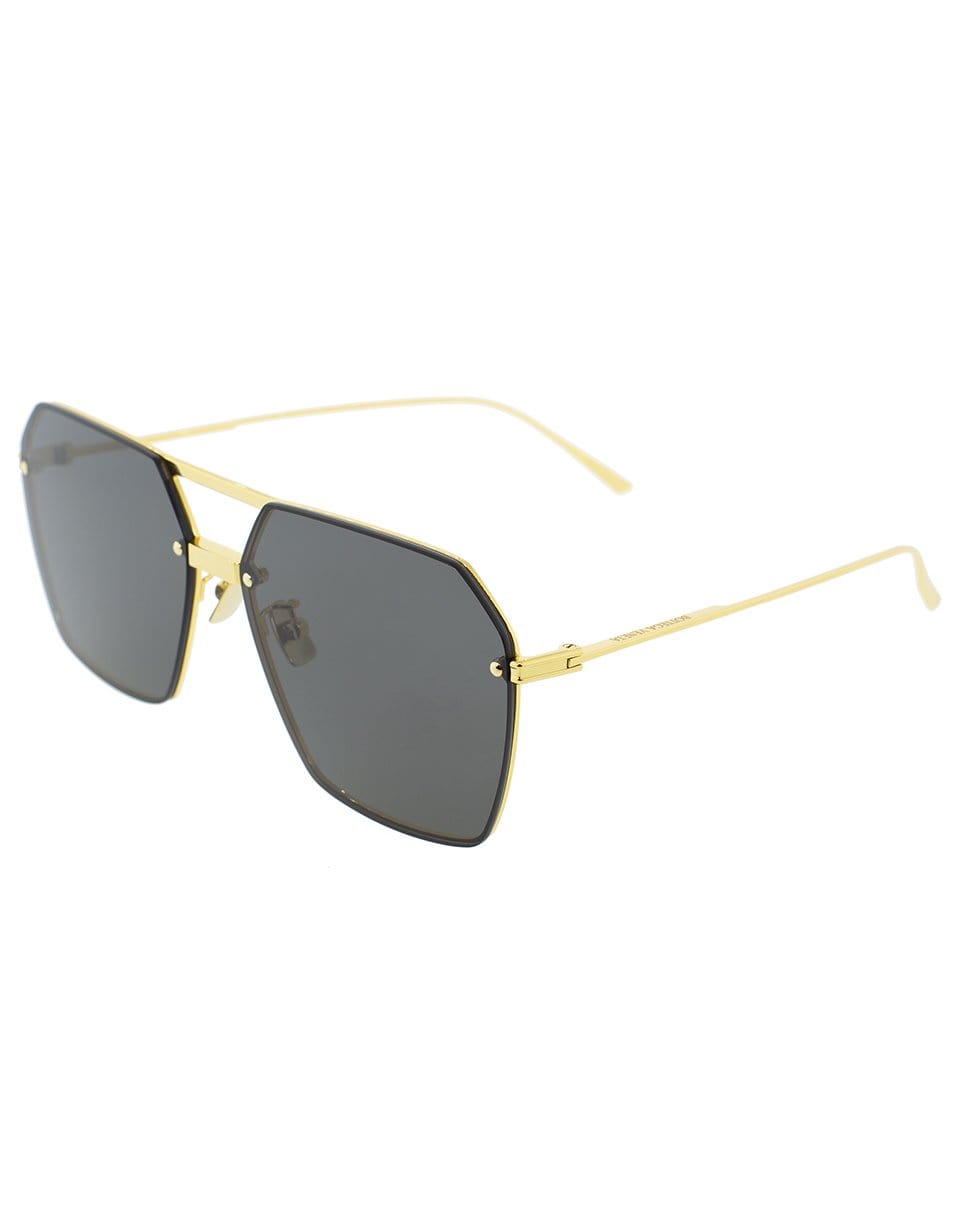 BOTTEGA VENETA-Black and Gold Square Sunglasses-BLK/GLD