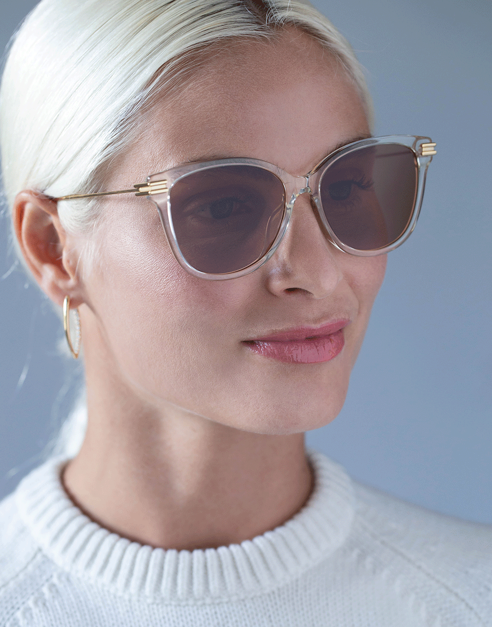 BOTTEGA VENETA-Brown and Gold Rectangle Sunglasses-BRN/GLD