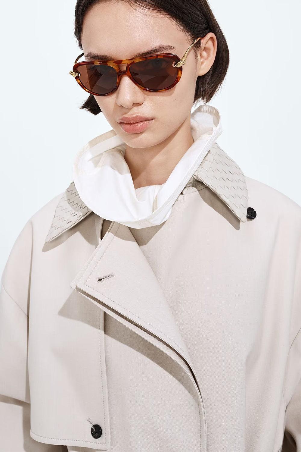 Knot Aviator Sunglasses-BROWN-ACCESSORIESUNGLASSES-BOTTEGA VENETA