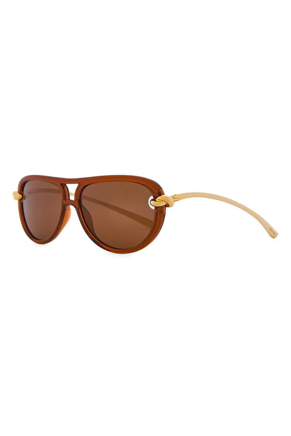 Knot Aviator Sunglasses-BROWN-ACCESSORIESUNGLASSES-BOTTEGA VENETA