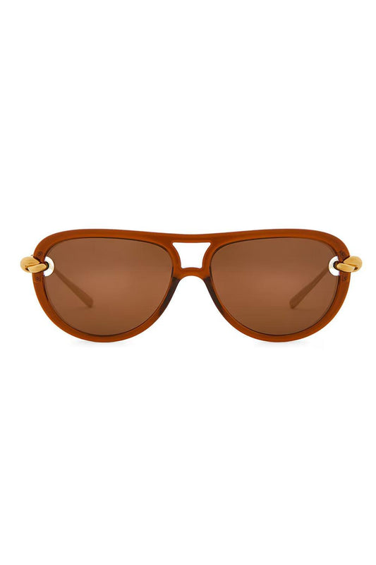 Knot Aviator Sunglasses-BROWN-ACCESSORIESUNGLASSES-BOTTEGA VENETA