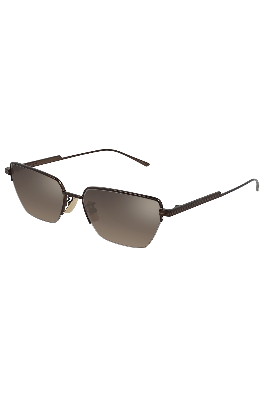 BOTTEGA VENETA-Semi Rimless Sunglasses - Brown-BROWN