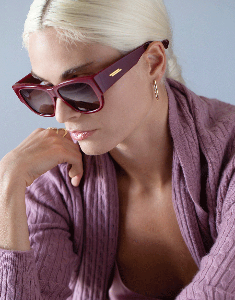 BOTTEGA VENETA-Burgundy Square Sunglasses-BURGUNDY