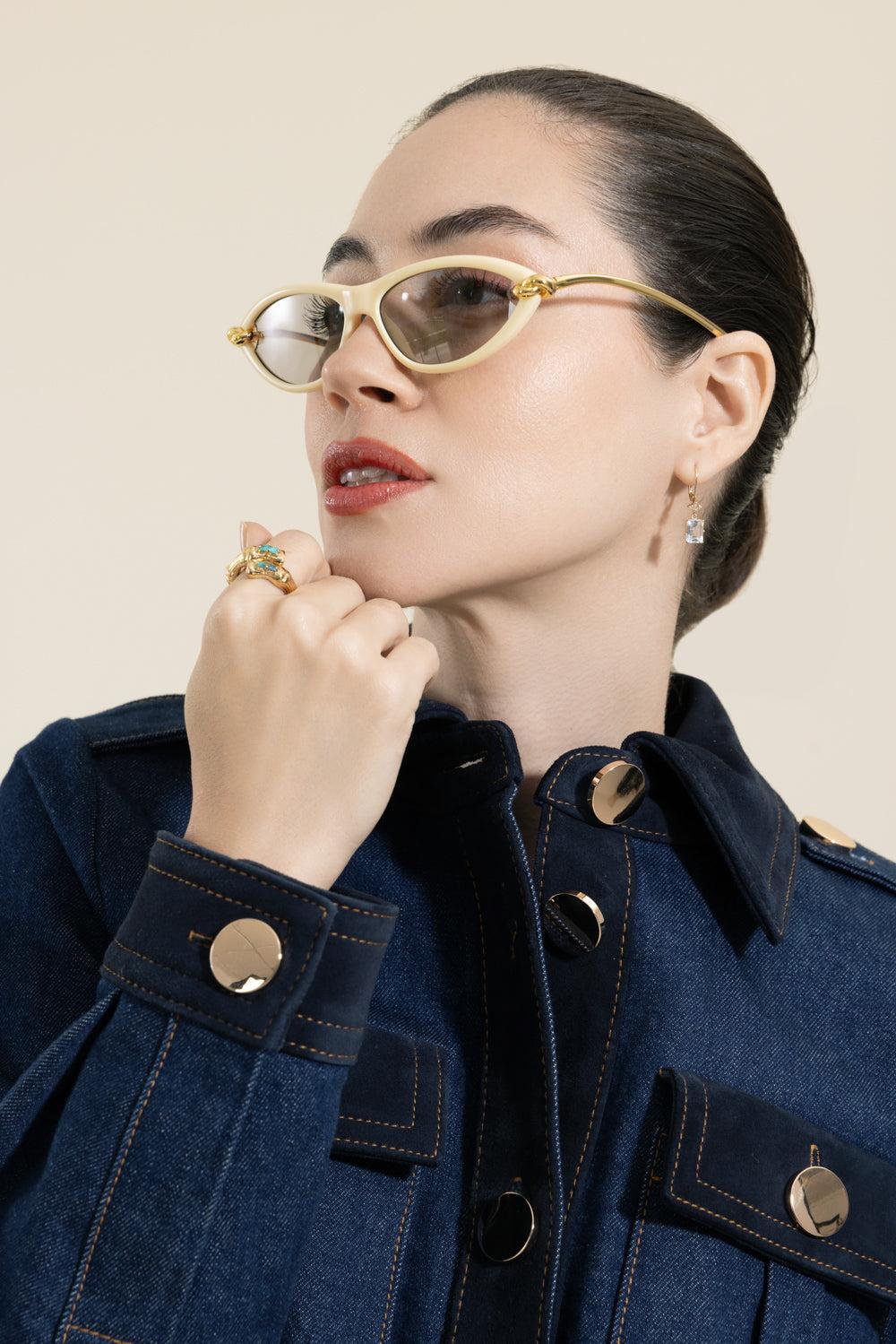 Knot Cat Eye Sunglasses-GOLD-ACCESSORIESUNGLASSES-BOTTEGA VENETA