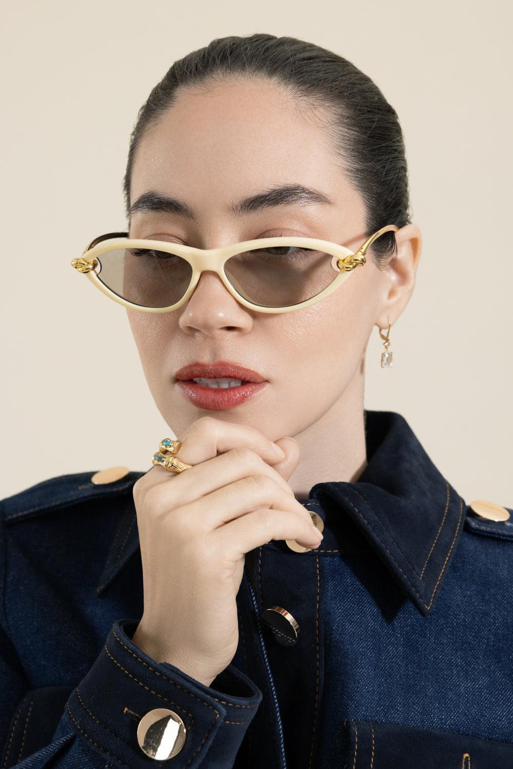 Knot Cat Eye Sunglasses-GOLD-ACCESSORIESUNGLASSES-BOTTEGA VENETA