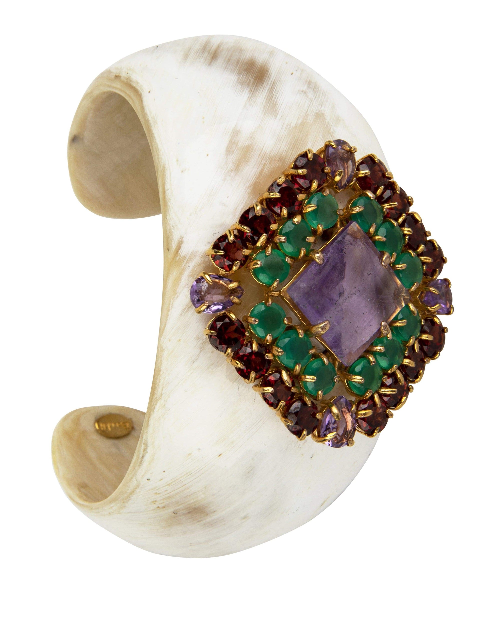 BOUNKIT JEWELRY-Amethyst, Garnet & Green Onyx Cuff-WHITE