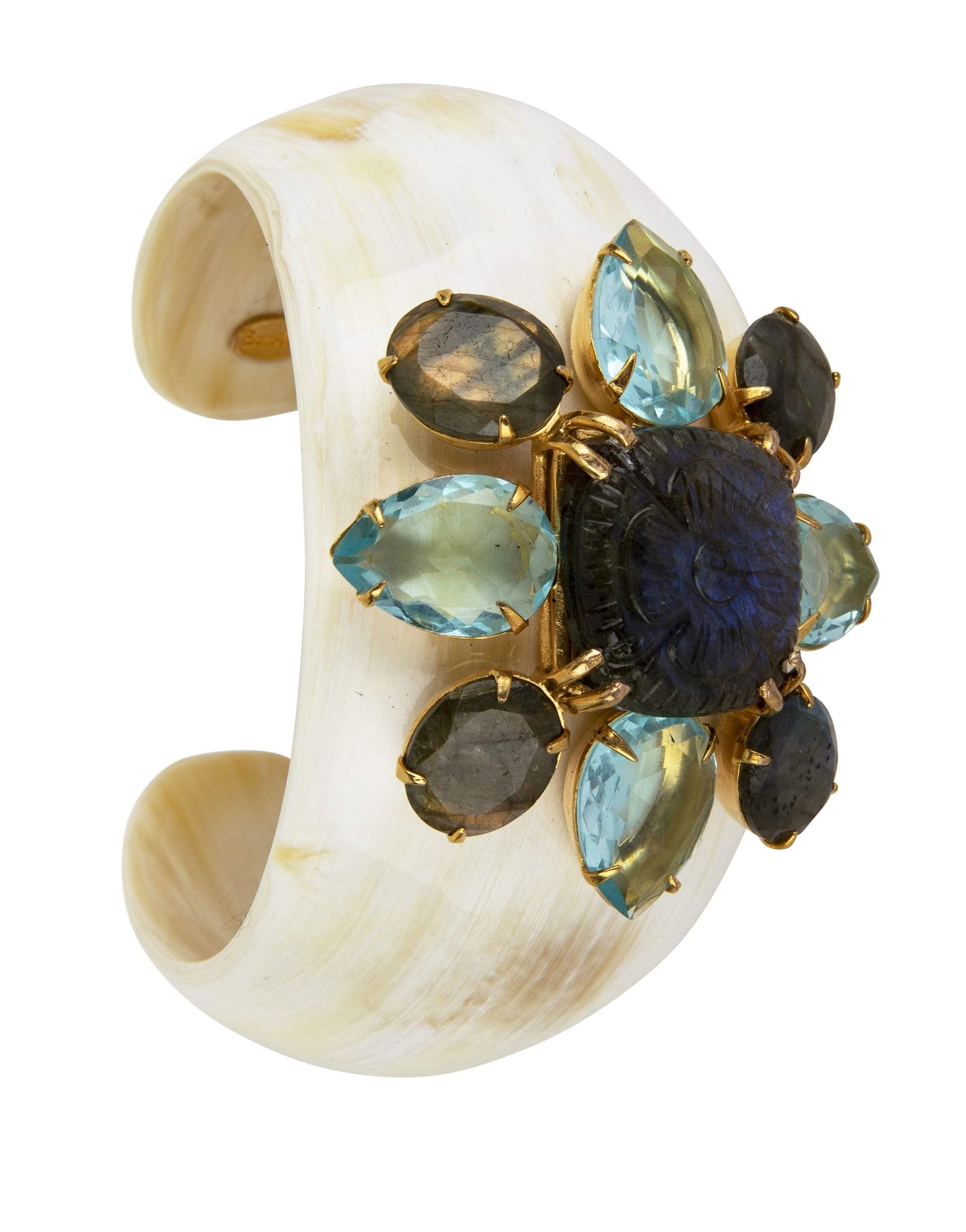 BOUNKIT JEWELRY-Labradorite & Blue Quartz Cuff-WHITE
