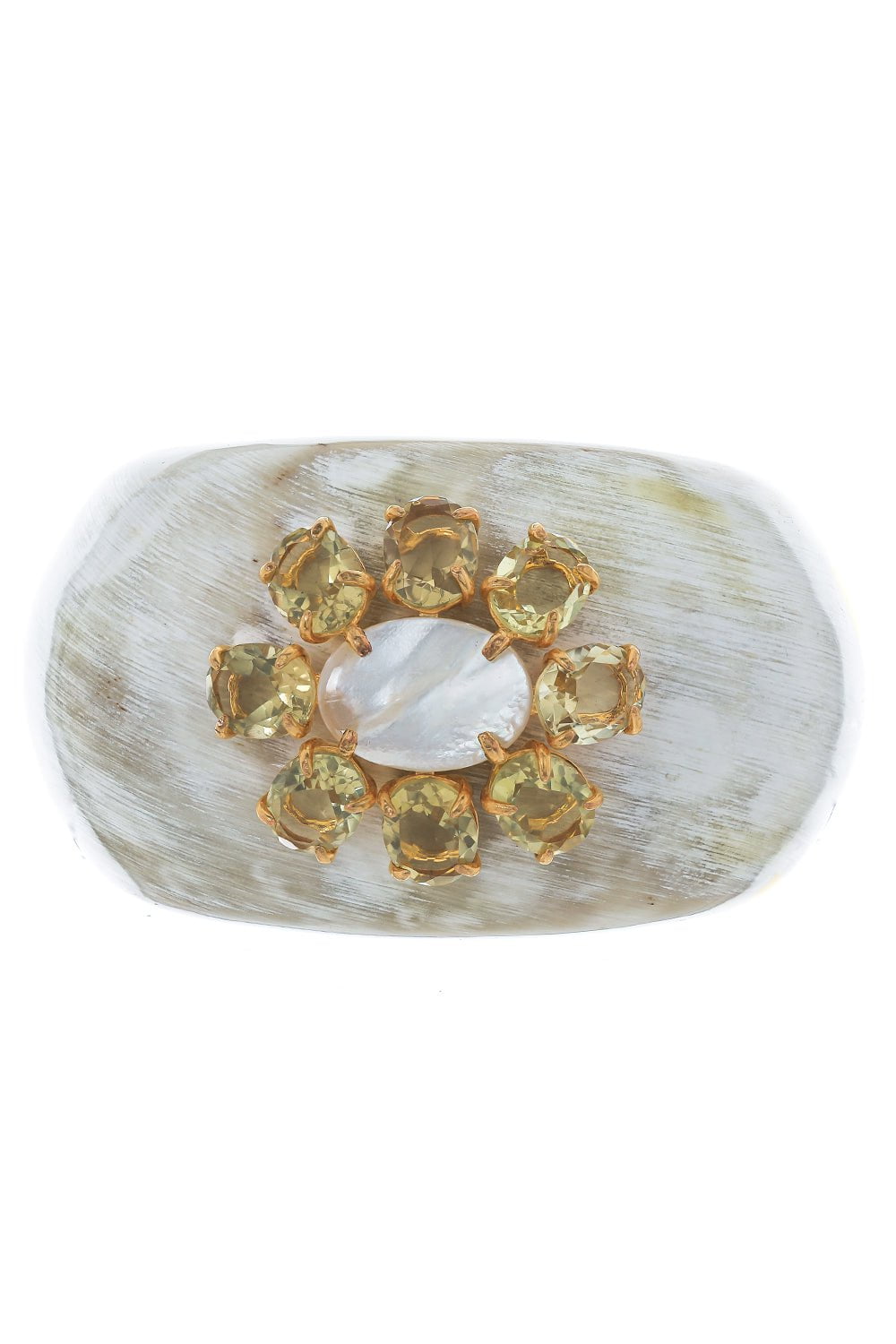 BOUNKIT JEWELRY-White Horn Dome Cuff Bracelet-WHITE