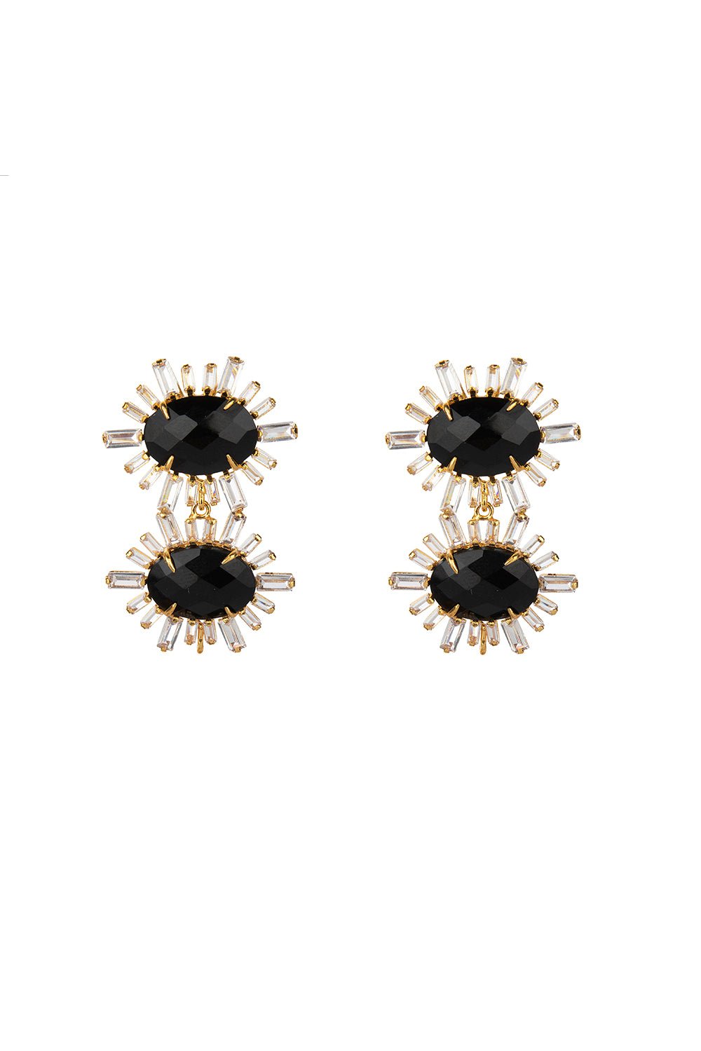 BOUNKIT JEWELRY-Black Onyx Drop Earrings-BLACK