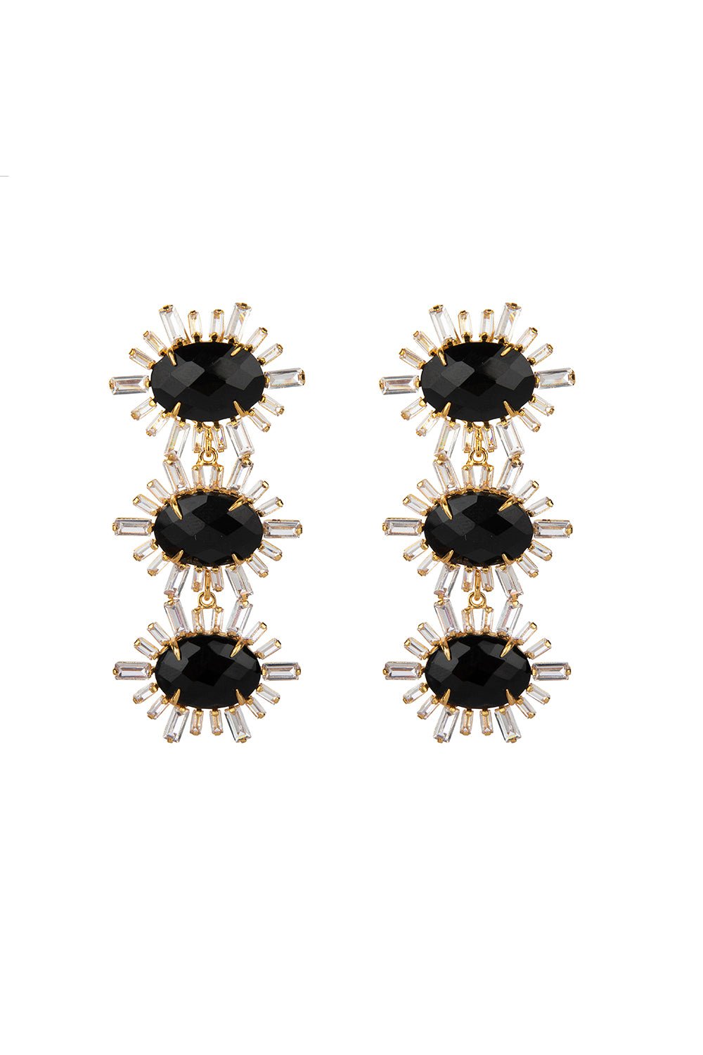 BOUNKIT JEWELRY-Black Onyx Drop Earrings-BLACK