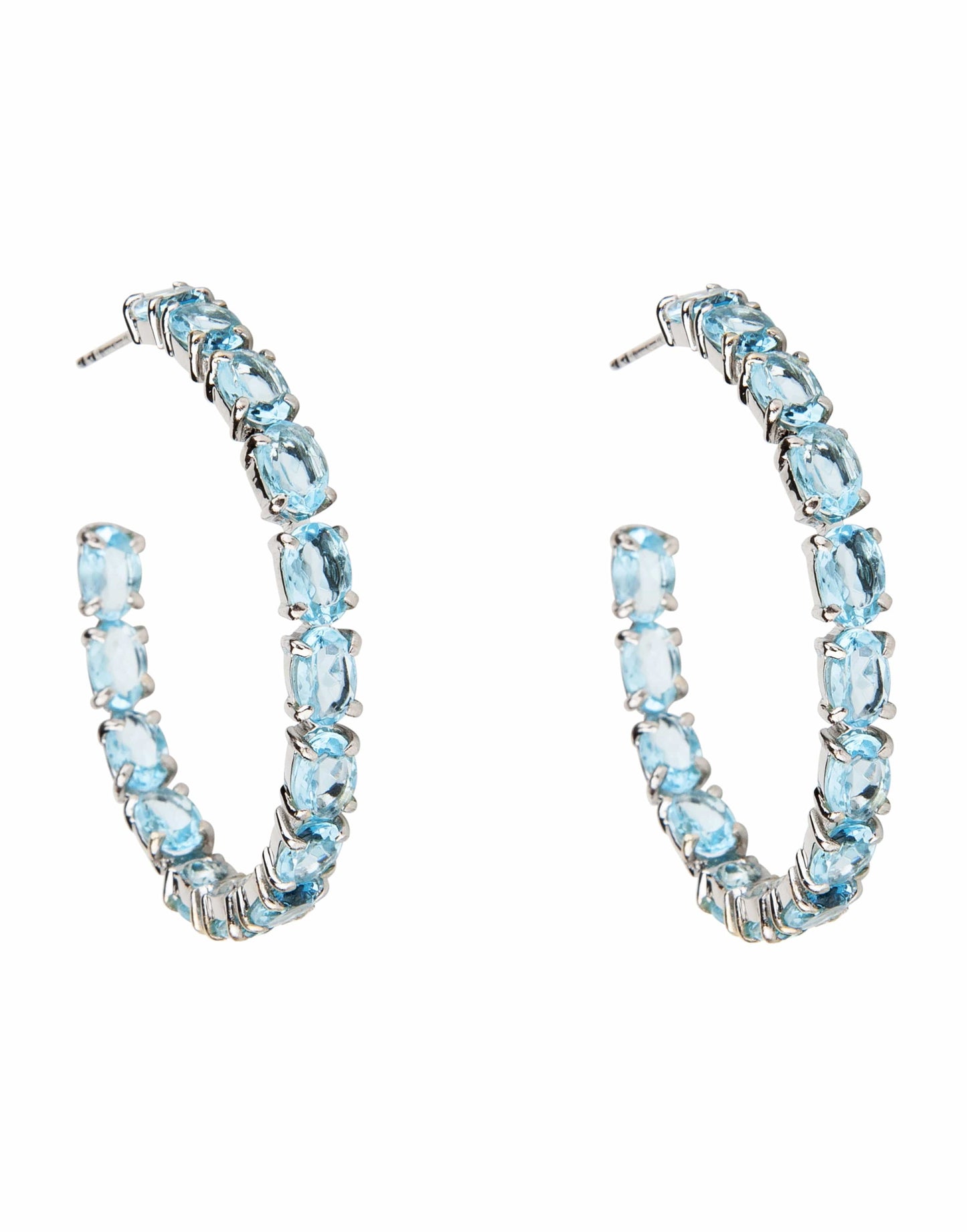 BOUNKIT JEWELRY-Blue Quartz Hoop Earrings-BLUE