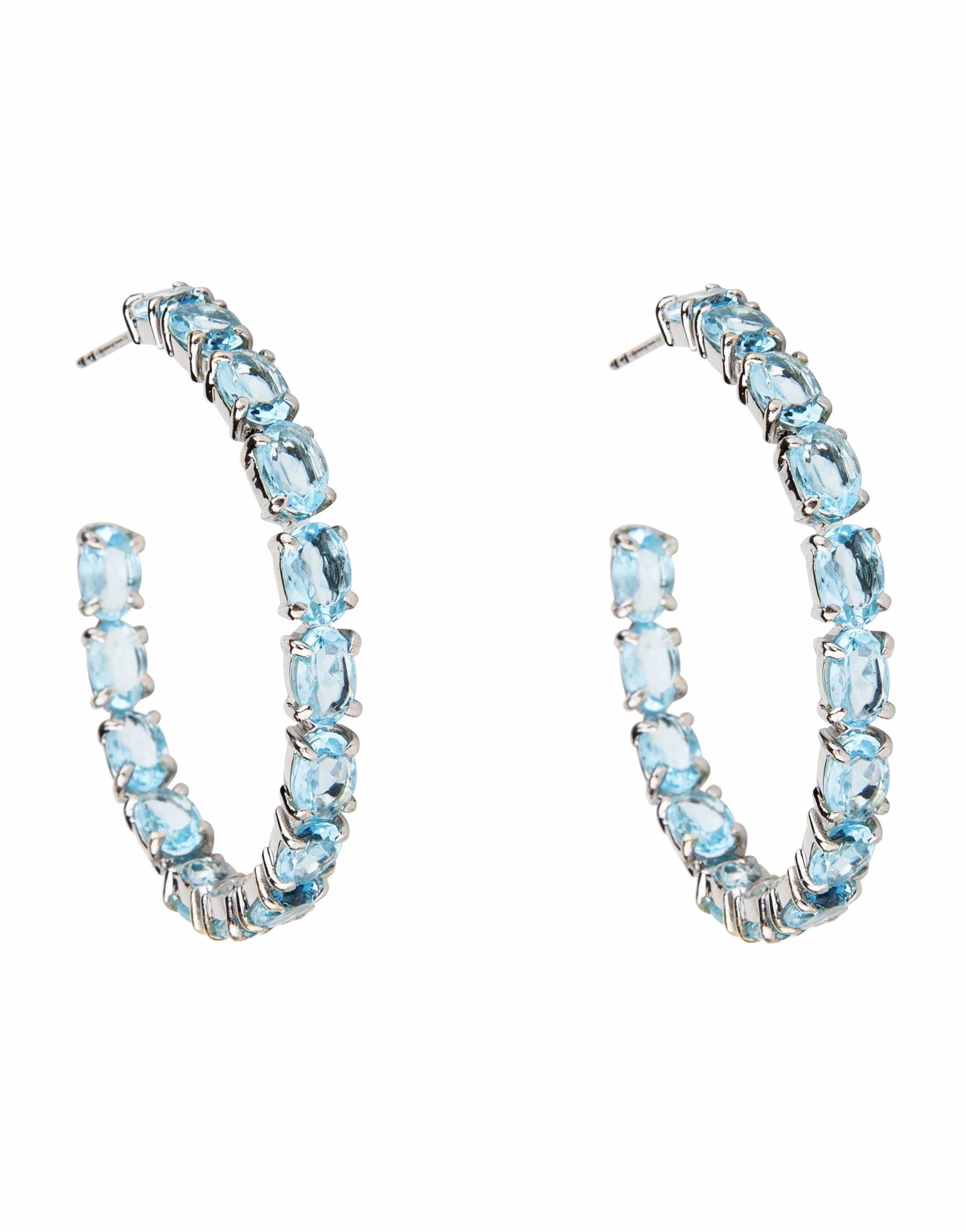 BOUNKIT JEWELRY-Blue Quartz Hoop Earrings-BLUE