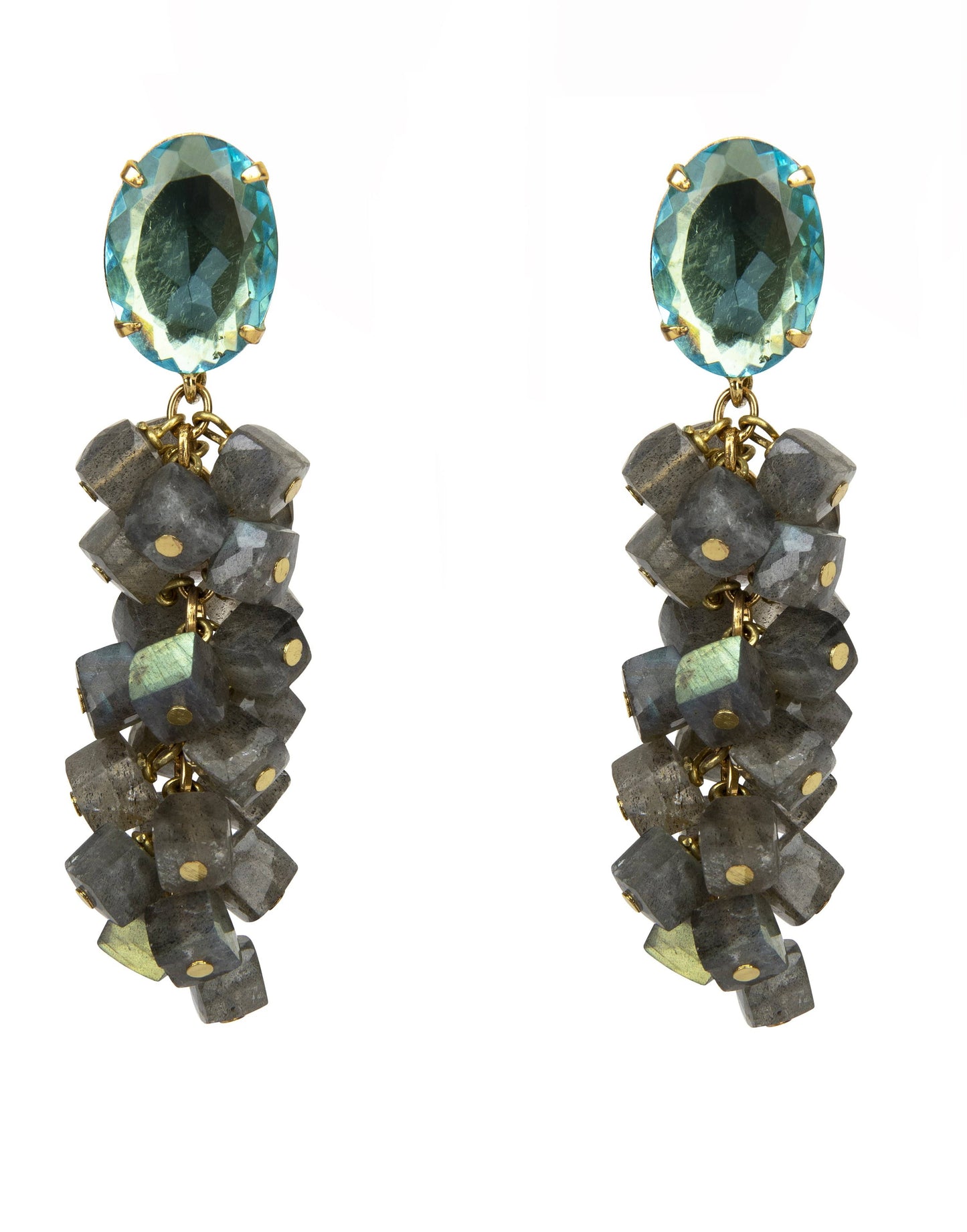 BOUNKIT JEWELRY-Blue Quartz & Labradorite Earrings-BLUE