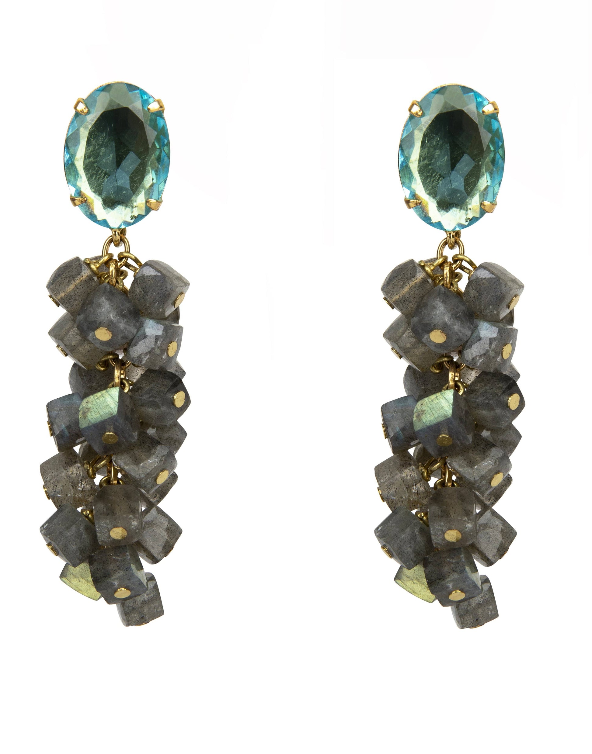 BOUNKIT JEWELRY-Blue Quartz & Labradorite Earrings-BLUE