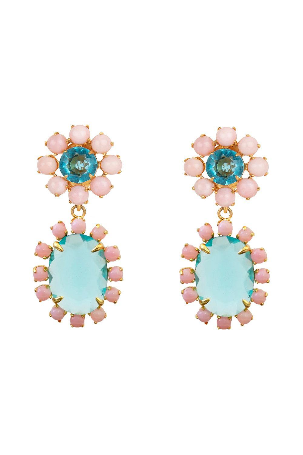 Blue Quartz Pink Opal Earrings-BLUE-JEWELRYBOUTIQUEEARRING-BOUNKIT JEWELRY