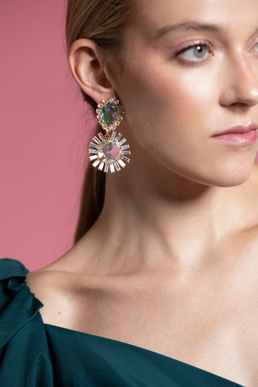 BOUNKIT JEWELRY-Blue Topaz and Quartz Baguette Earrings-BLUE