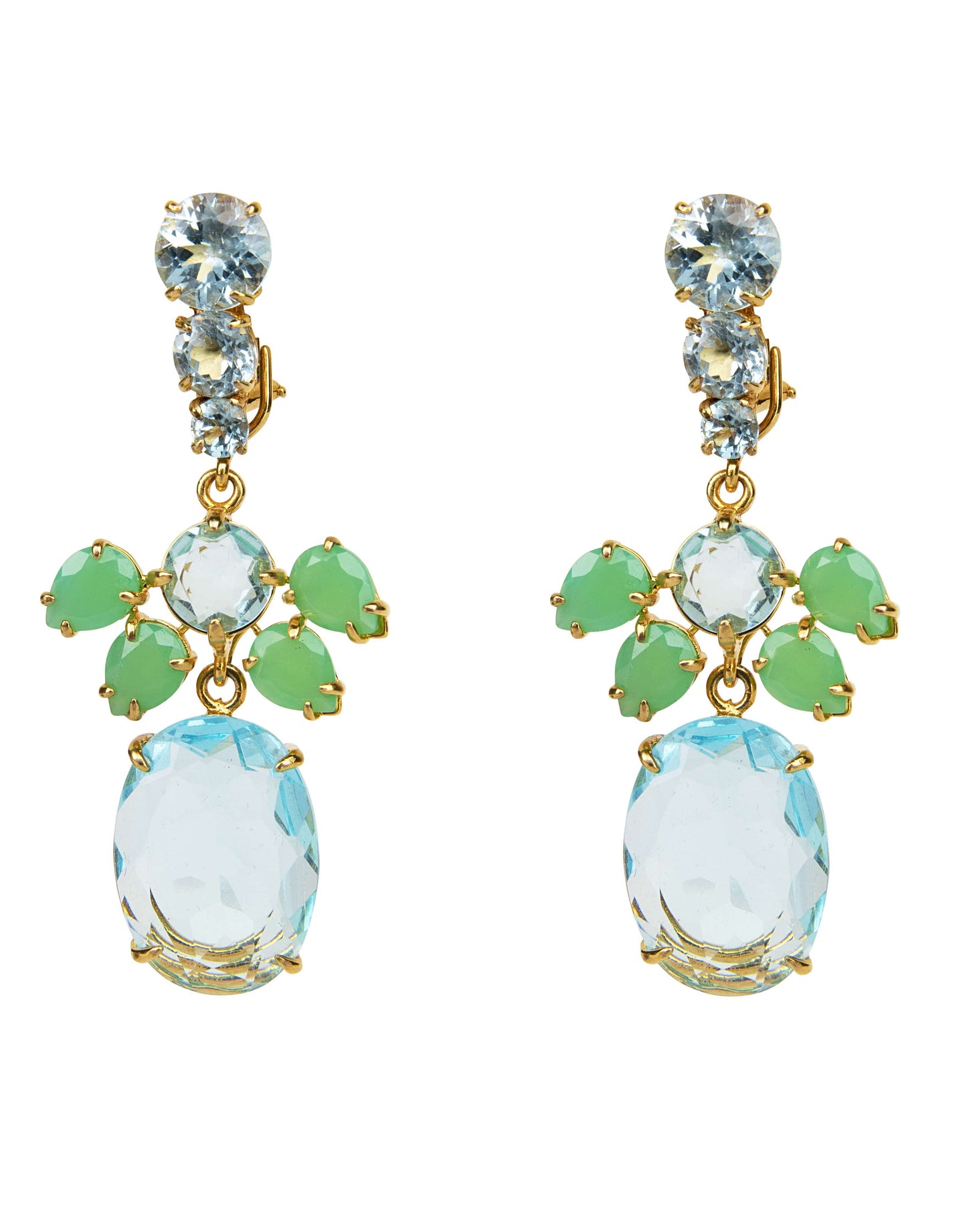 BOUNKIT JEWELRY-Chrysoprase & Blue Quartz Drop Earrings-BLUE