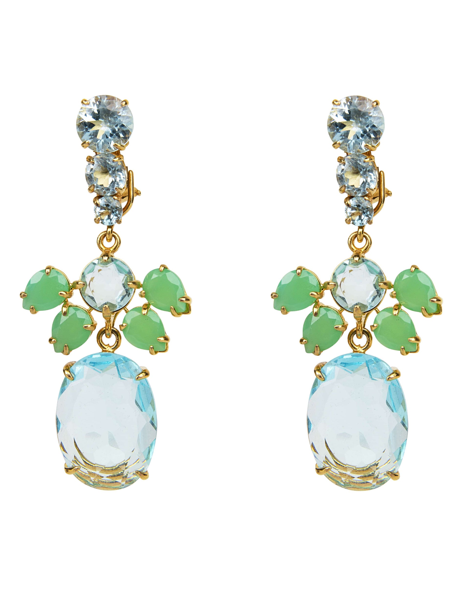 BOUNKIT JEWELRY-Chrysoprase & Blue Quartz Drop Earrings-BLUE
