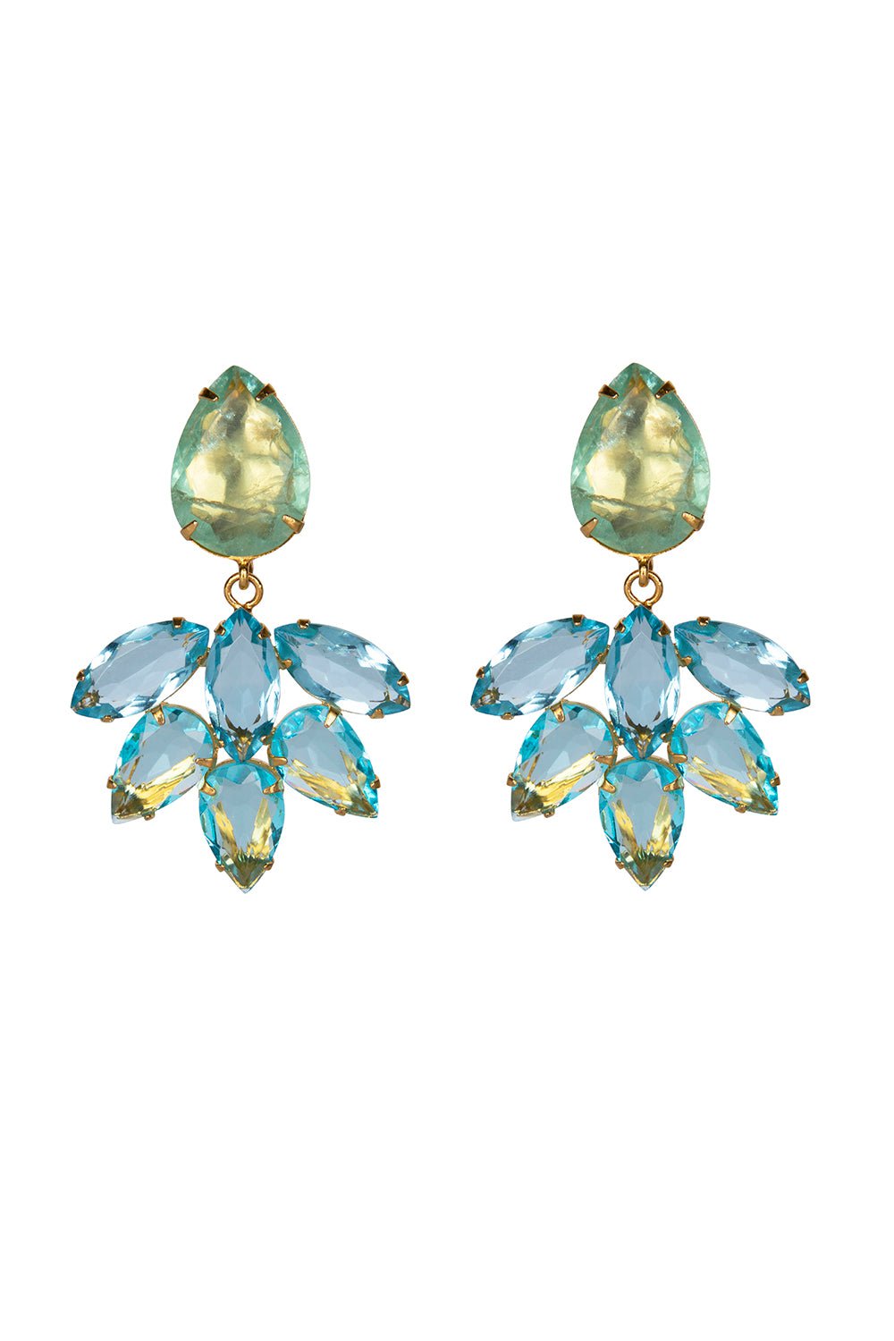 BOUNKIT JEWELRY-Fluorite Quartz Pear Marquise Earrings-BLUE