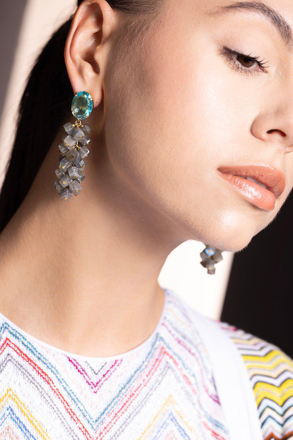 BOUNKIT JEWELRY-Grape Vine Earrings-BLUE