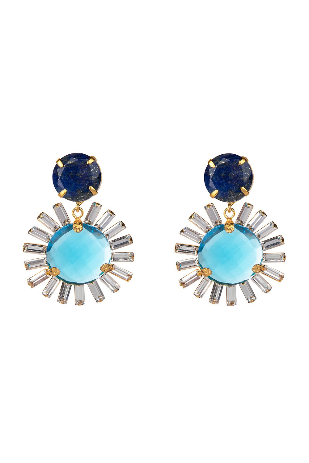 BOUNKIT JEWELRY-Lapis Quartz Earrings-BLUE