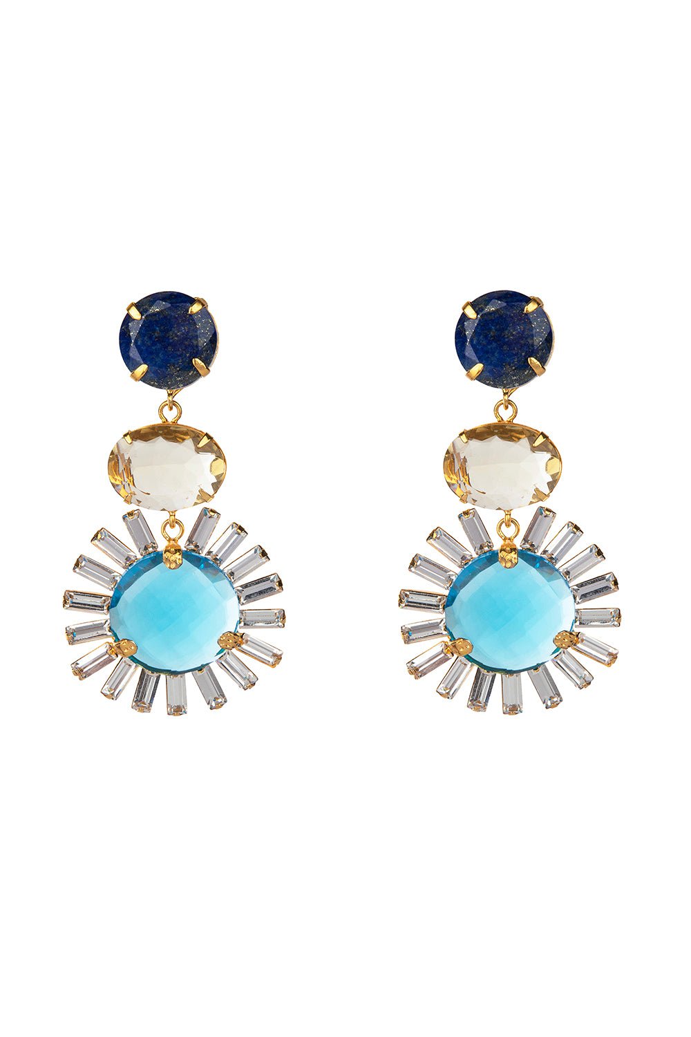 BOUNKIT JEWELRY-Lapis Quartz Earrings-BLUE