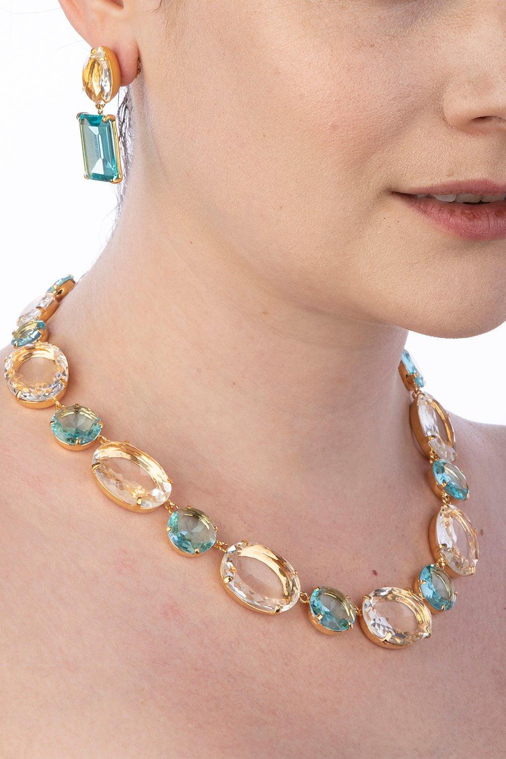 BOUNKIT JEWELRY-Pear Quartz Earrings-BLUE