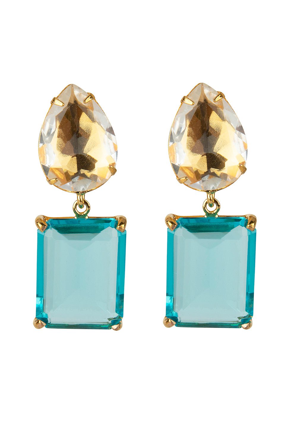 BOUNKIT JEWELRY-Pear Quartz Earrings-BLUE
