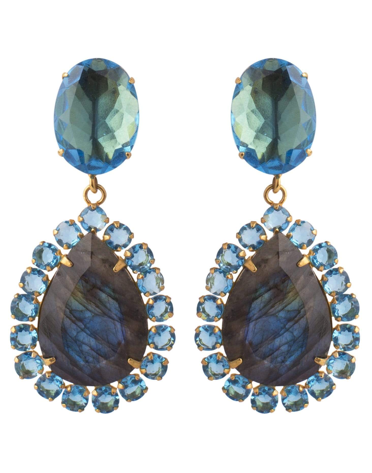 BOUNKIT JEWELRY-Pear Shaped Labradorite Earrings-BLUE