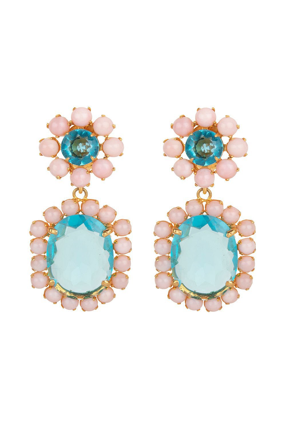BOUNKIT JEWELRY-Quartz Opal Drop Earrings-BLUE