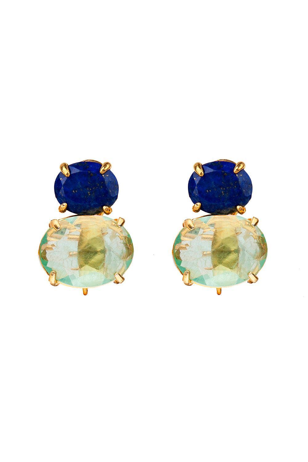 Lapis Green Quartz Earrings-BLUE/GREEN-JEWELRYBOUTIQUEEARRING-BOUNKIT JEWELRY