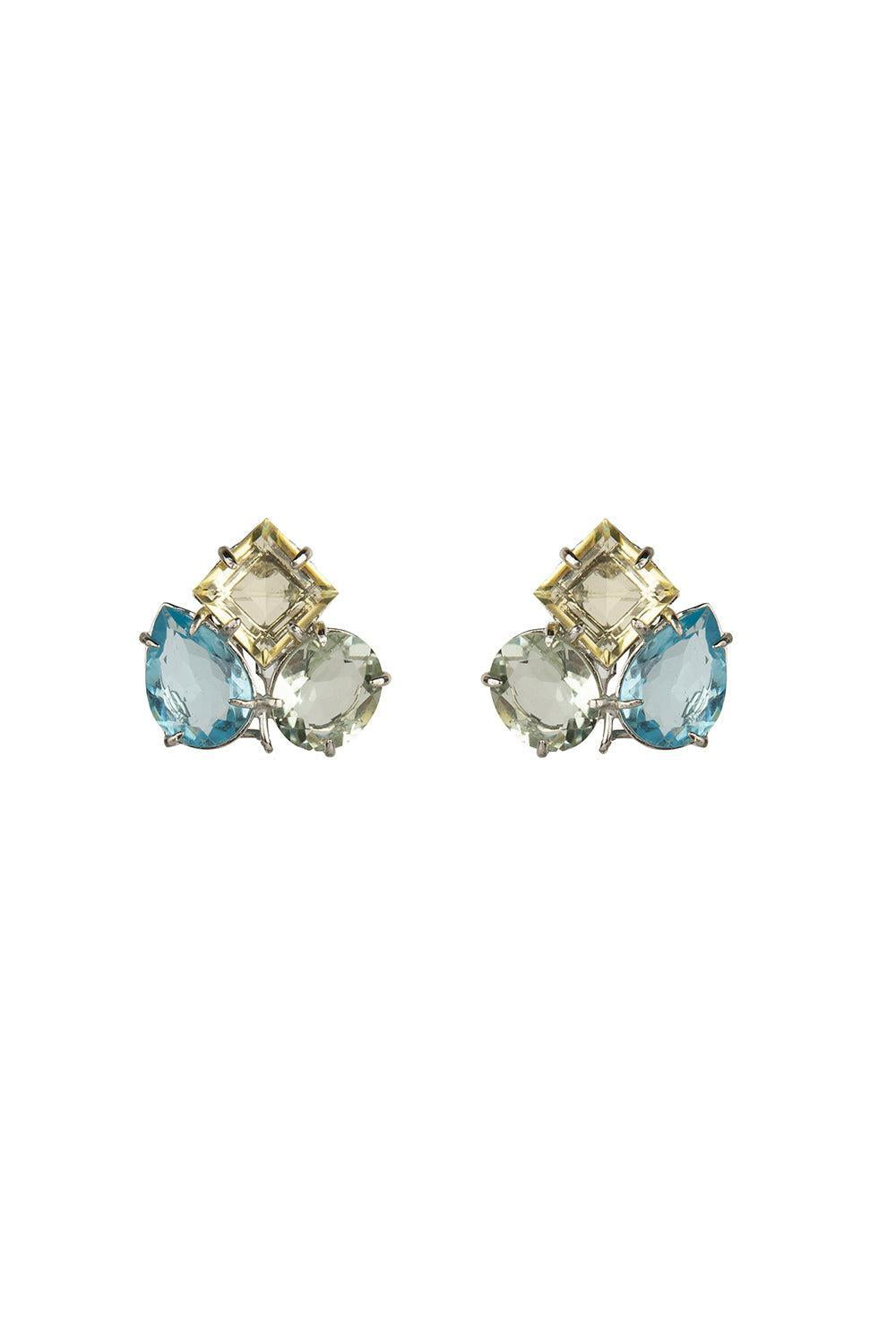Quartz Eloise Stud Earrings-BLUE/YELLOW-JEWELRYBOUTIQUEEARRING-BOUNKIT JEWELRY
