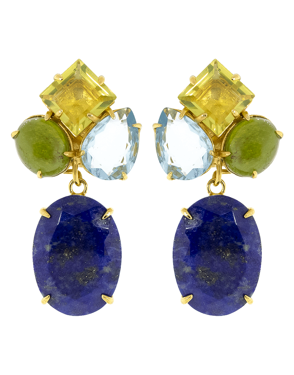 BOUNKIT JEWELRY-Lapis And Quartz Earrings-BLU/YLLW