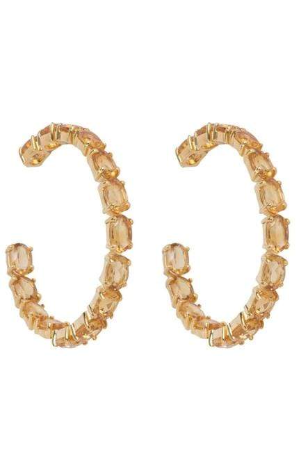 BOUNKIT JEWELRY-Citrine Hoop Earrings-CITRINE