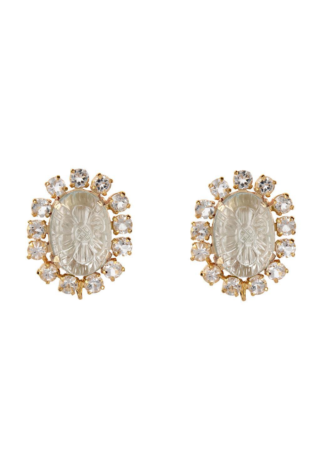 Clear Quartz White Topaz Alondra Stud Earrings-CLEAR-JEWELRYBOUTIQUEEARRING-BOUNKIT JEWELRY