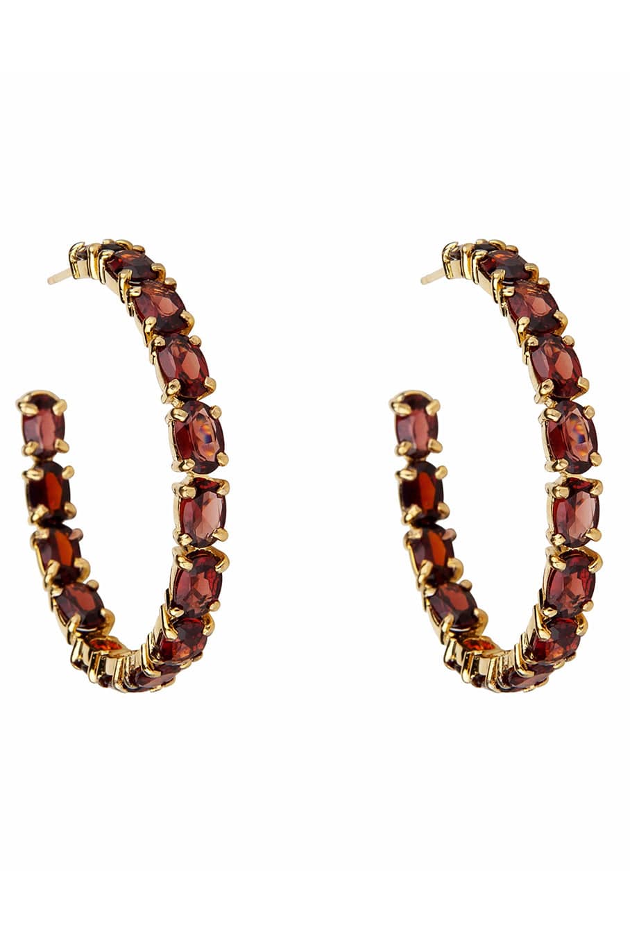 BOUNKIT JEWELRY-Garnet Hoop Earrings-GARNET