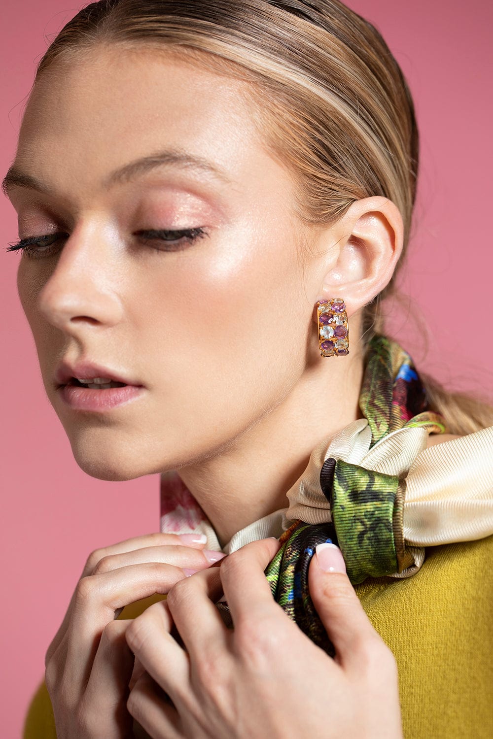 BOUNKIT JEWELRY-Multi Color Hoops-GOLD