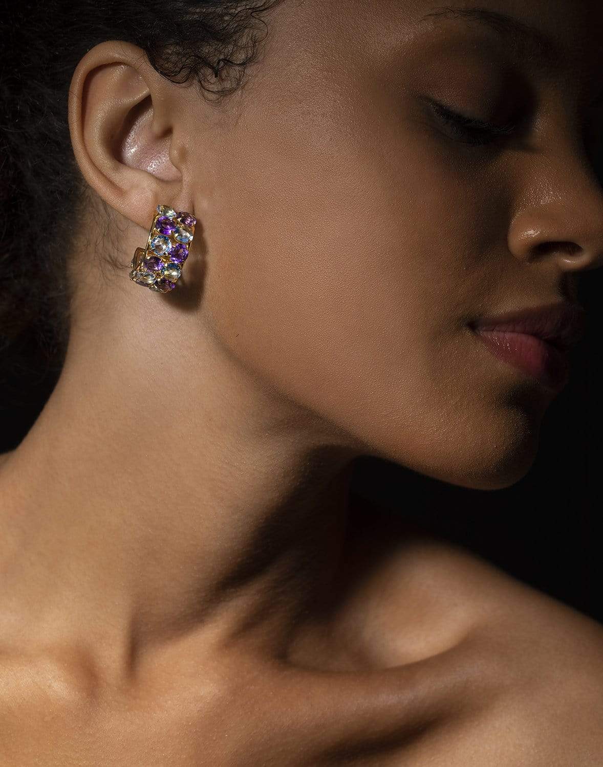 BOUNKIT JEWELRY-Multi Color Hoops-GOLD