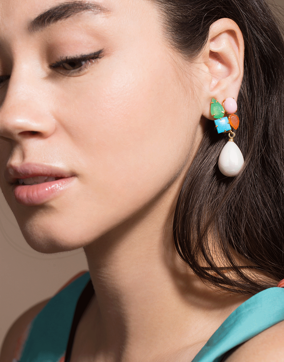 BOUNKIT JEWELRY-Pink Opal Set Earrings-GOLD