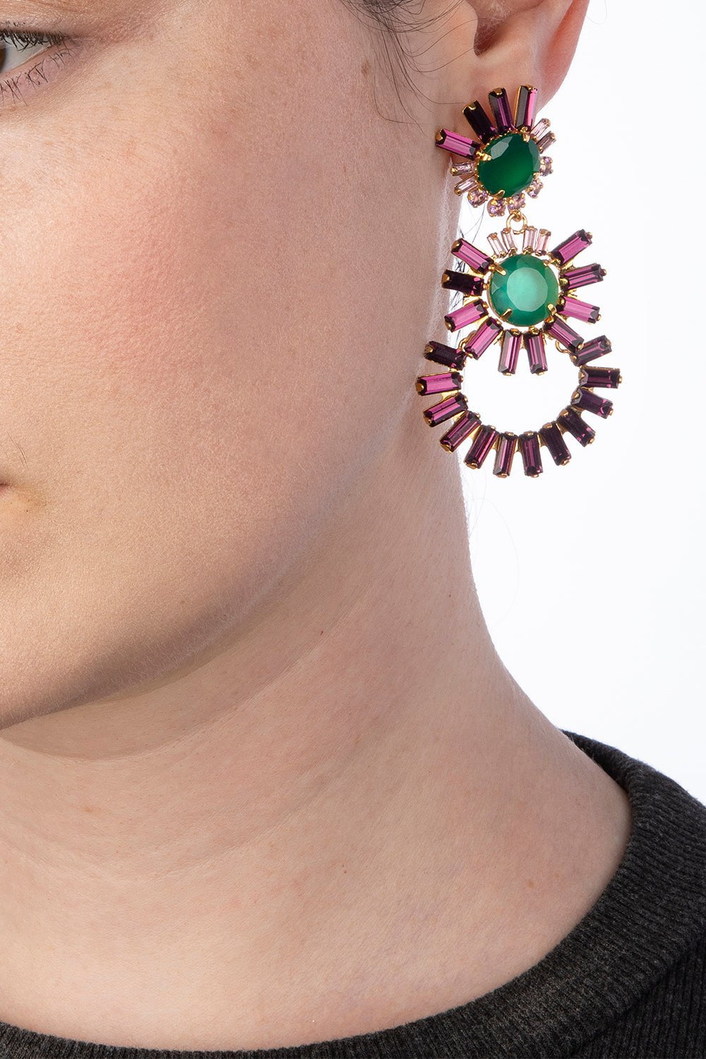 BOUNKIT JEWELRY-Amethyst Onyx Earrings-GREEN