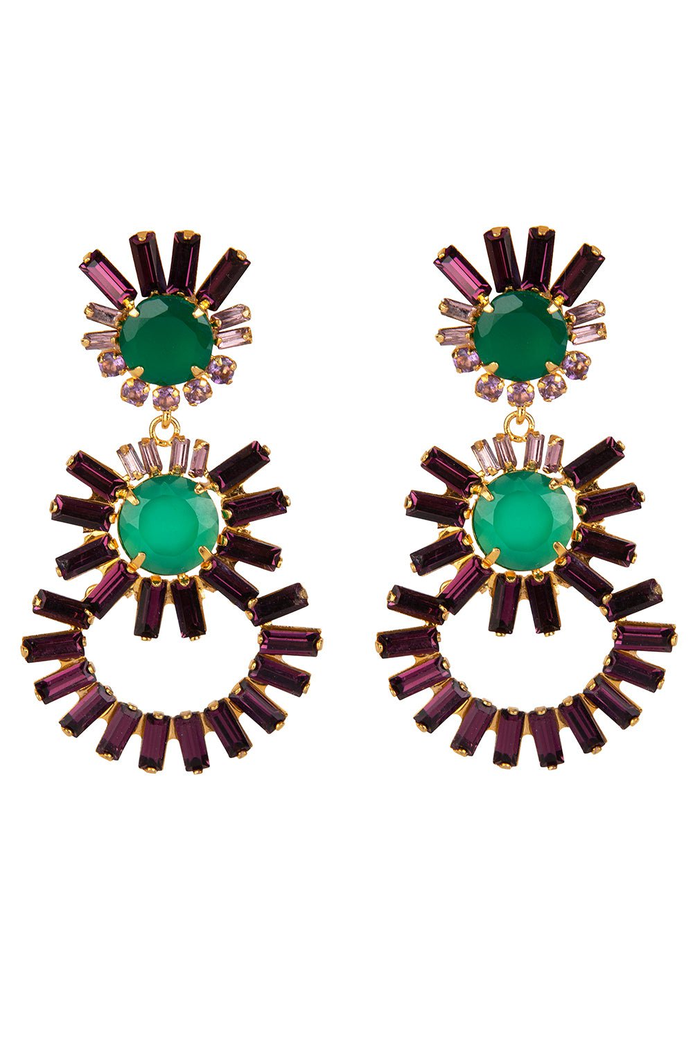 BOUNKIT JEWELRY-Amethyst Onyx Earrings-GREEN