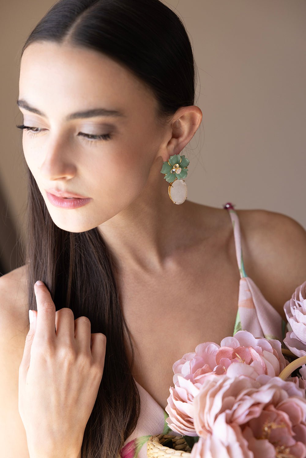 Aventurine Flower Earrings Marissa Collections