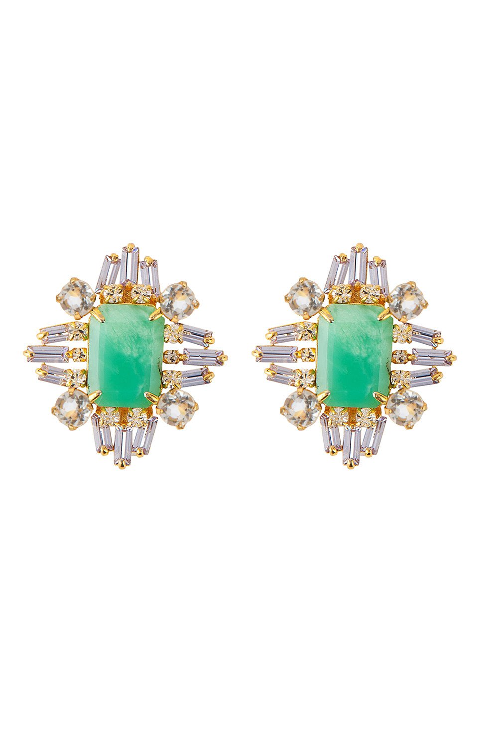 BOUNKIT JEWELRY-Chrysoprase Clear Quartz Earrings-GREEN