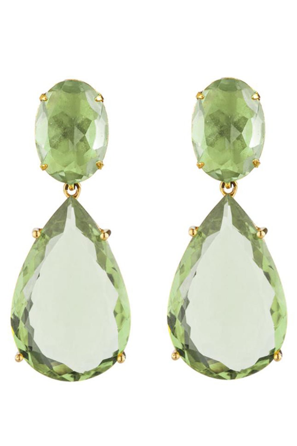 BOUNKIT JEWELRY-Flourite Pear Drop Earrings-GREEN